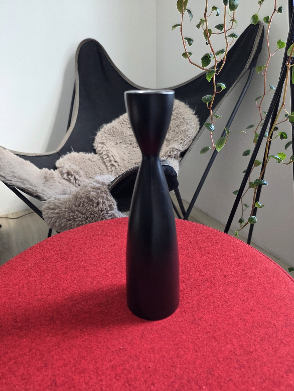 Black Natural Wooden Scandi Taper Candle Holder Swedish